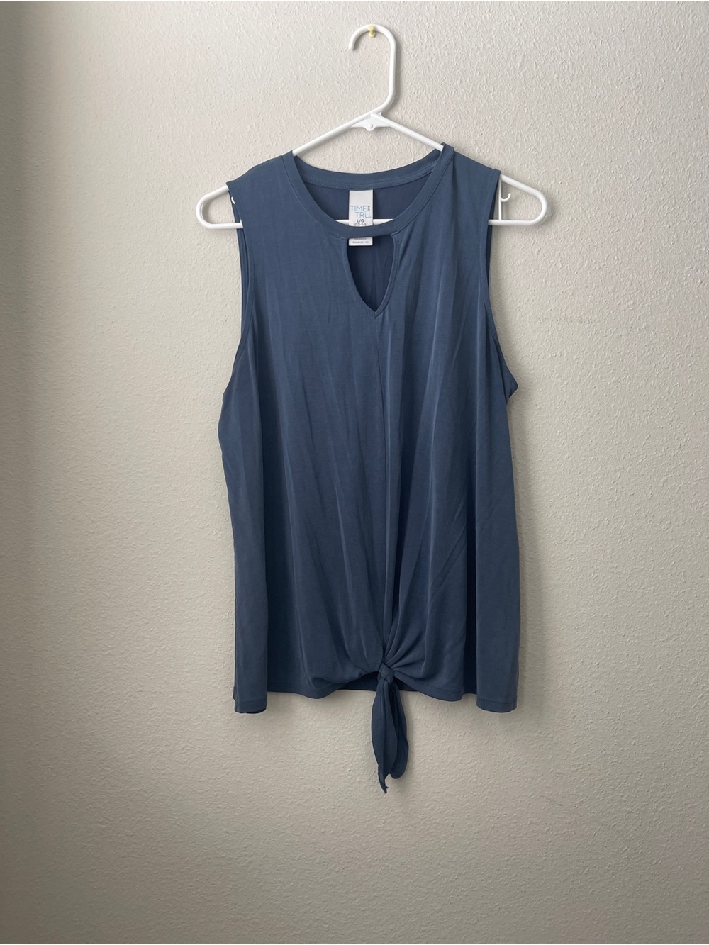 Time and Tru Slate Blue Tie-Front Sleeveless Tank